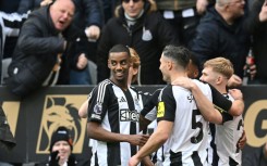 Newcastle's Alexander Isak celebrates scoring against Nottingham Forest
