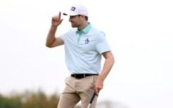 American Brian Campbell reacts after a birdie at the second playoff hole to win the US PGA Tour Mexico Open