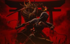 A poster for "Assassin's Creed Shadows" on display at the Paris Games Week fair in October 2024