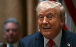 US President Donald Trump speaks during a cabinet meeting at the White House