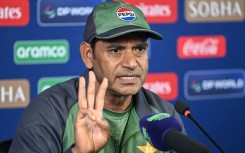 Pakistan's head coach Aaqib Javed speaks to the media