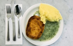 A typical portion of pie and mash 
