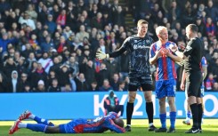 Jean-Philippe Mateta (left) was taken to hospital with a head injury 
