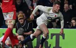 Test return: England centre Fraser Dingwall (R), pictured scoring a try against Wales in last year's Six Nations, has been recalled to face Italy at Twickenham