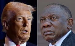 US President Donald Trump (L) is locked in a diplomatic spat with South African President Cyril Ramaphosa