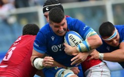 Six Nations mission: Italy back-row Sebastian Negri (C) 