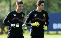 Koen Casteels (L) has retired from international football following the likely return to the Belgium national team set-up of Thibaut Courtois (R)