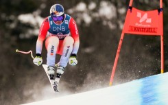 Switzerland's Franjo von Allmen competes during the World Cup downhill race in Kvitfjell, Norway