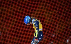 Mikaela Shiffrin reacts after skiing out in the first run of the World cup giant slalom in Are, Sweden