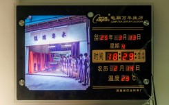 Artist Dominic Johnson-Hill's displayed pieces include a surreal digital wall clock, which tells time in an eerie, robotic voice