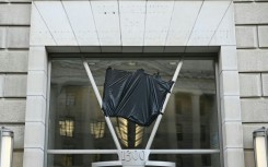 Signage at the USAID headquarters in Washington had been removed, with black plastic covering the agency's logo