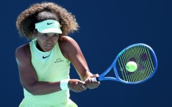 Japan's Naomi Osaka fires a backhand in her first-round win over Ukrainian qualifier Yuliia Starodubtseva at the Miami Open