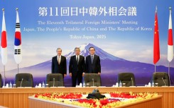 The foreign ministers' meeting follows a rare trilateral summit in May in Seoul