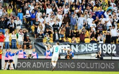 Chris Wood celebrates his early goal against Fiji