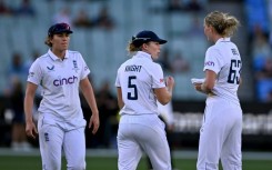 England captain Heather Knight (C) during the women's Ashes against Australia in Melbourne in January 2025