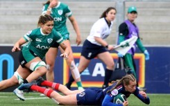 Clinching moment: Emilie Boulard scores a late try for France in their 27-15 Women's Six Nations win over Ireland in Belfast