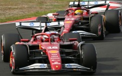 Charles Leclerc leads Lewis Hamilton during the Chinese Grand Prix