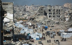 Demonstrators at a second consecutive day of usually rare anti-Hamas protests in northern Gaza