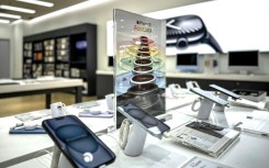 A store offers Apple products by displaying the latest models they sell to provide a user experience in Jakarta on February 26, 2025