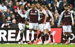 Aston Villa's Marcus Rashford celebrates after scoring against Preston