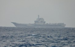 The Chinese aircraft carrier Shandong sails in waters off Taiwan on March 31, 2025