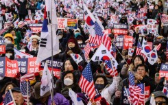 Supporters of South Korea's impeached President Yoon Suk Yeol rally near the Constitutional Court in January