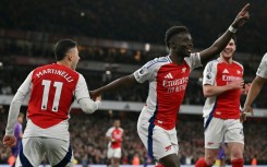 Bukayo Saka (centre) scored on his return from injury in Arsenal's 2-1 win over Fulham