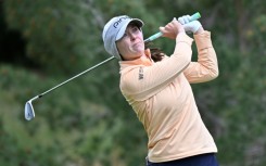 Brittany Altomare tees off at the fifth hole on the way to a tie with world number one Nelly Korda on the first day of the LPGA Match Play