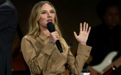 US actress Scarlett Johansson presents the film 'Jurassic World Rebirth' onstage during CinemaCon