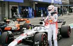 Red Bull's Max Verstappen celebrates taking pole position