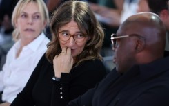 Kylian Mbappe's father Wilfrid Mbappe and mother Fayza Lamari attend a press conference given by their son's legal team on Thursday