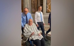 This video grab taken from footage released by news agency Ansa shows the pope during an unscheduled visit to Saint Peter's Basilica