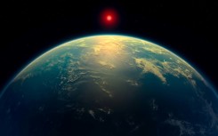 An artist's illustration of a hycean planet -- ocean worlds that astronomers think could host microbial life