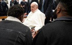 Pope Francis paid a visit Maundy Thursday to inmates inside Rome's central jail.