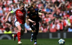 Lyon midfielder Melchie Dumornay (R) scored against Arsenal in the Women's Champions League