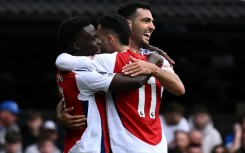 Gabriel Martinelli (centre) was on target as Arsenal beat Ipswich 4-0