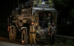 Indian army personnel near Pahalgam, south of Srinagar, after the attack