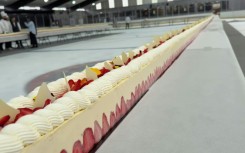 France breaks record for world's longest strawberry cake