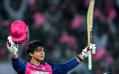 Vaibhav Suryavanshi celebrates after reaching his century