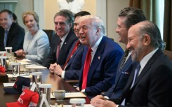 US President Donald Trump struck an upbeat tone about the GDP figures during a cabinet meeting at the White House