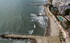 Groynes built to stop beaches disappearing near Durres in Albania, where hotels have sprung up like mushrooms