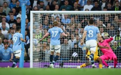 Manchester City's Kevin De Bruyne scores the winner against Wolves