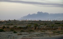 Smoke rises from Port Sudan airport on May 4, 2025