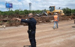 Scene outside Tel Aviv airport after Yemen missile impact