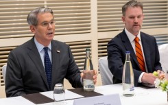 US Treasury Secretary Bessent (L) and US Trade Representative Greer also held trade talks with top Swiss officials (handout)