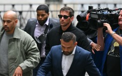 Alex Fine (C), Casandra Ventura's husband, was in attendance as she was cross-examined by attorneys for Sean Combs
