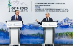 Tiff Macklem Governor of the Bank of Canada and Fracois-Philippe Champagne, Canada's Minister of Finance at the G7 in Banff