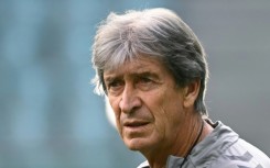 Real Betis coach Manuel Pellegrini oversees a training session on the eve of the UEFA Conference League final in Wroclaw