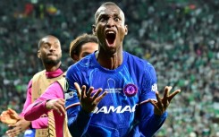 Chelsea's Nicolas Jackson celebrates scoring against Real Betis in the UEFA Conference League final