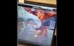 The Ukrainian secret services said the video in this grab showed aircraft on fire on Belaya air base in eastern Siberia